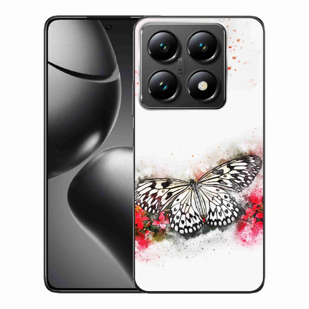 Gélový kryt mmCase na Xiaomi 14T Pro - čiernobiely motýľ