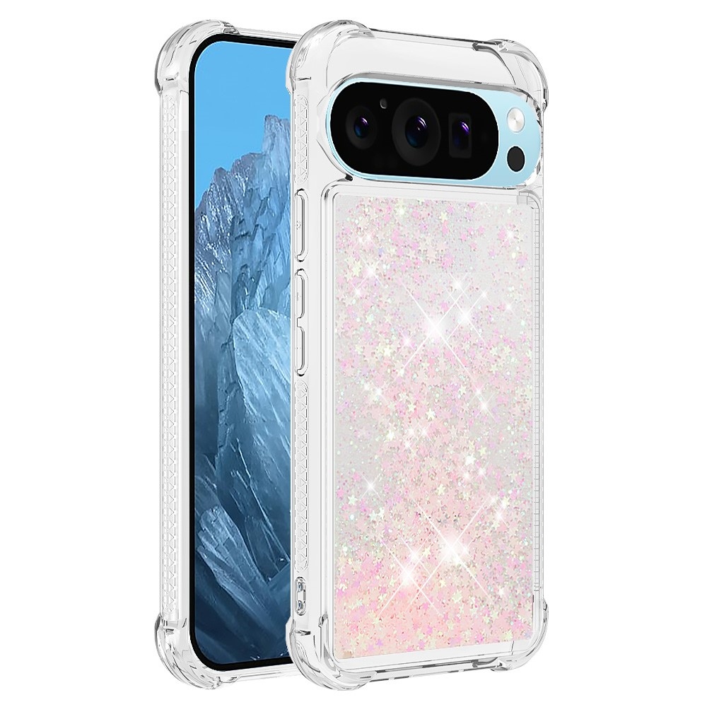 Glitter presýpací gélový obal na Google Pixel 10 Pro/Pixel 10 - ružový/hviezdičky