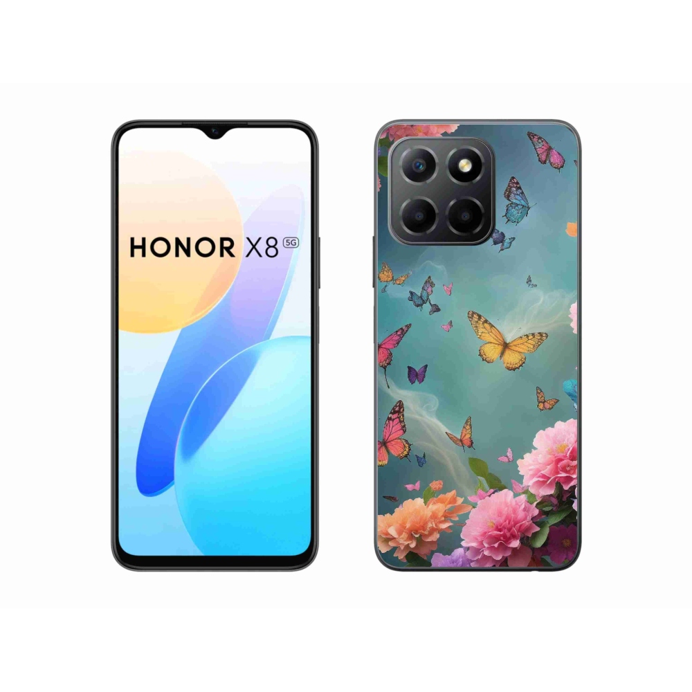 Gélový kryt mmCase na Honor X8 5G - farebné kvety a motýle