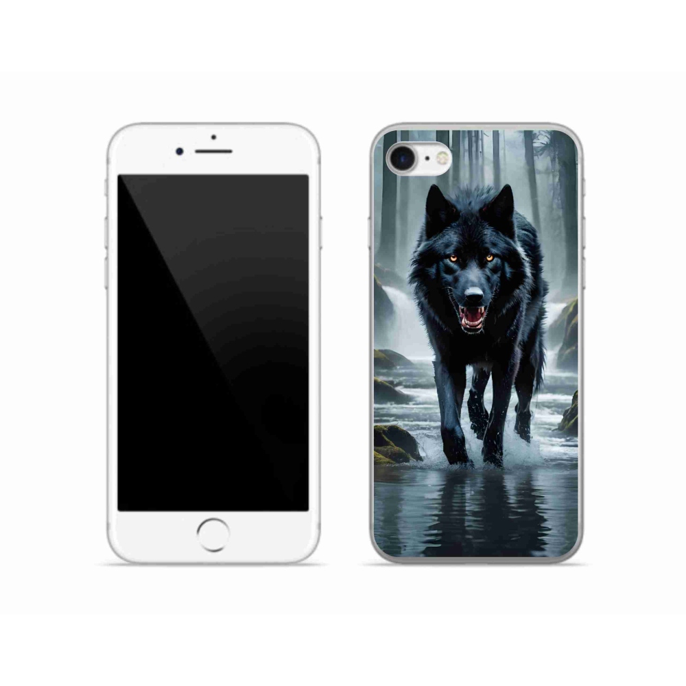 Gélový kryt mmCase na iPhone SE (2022) - čierny vlk