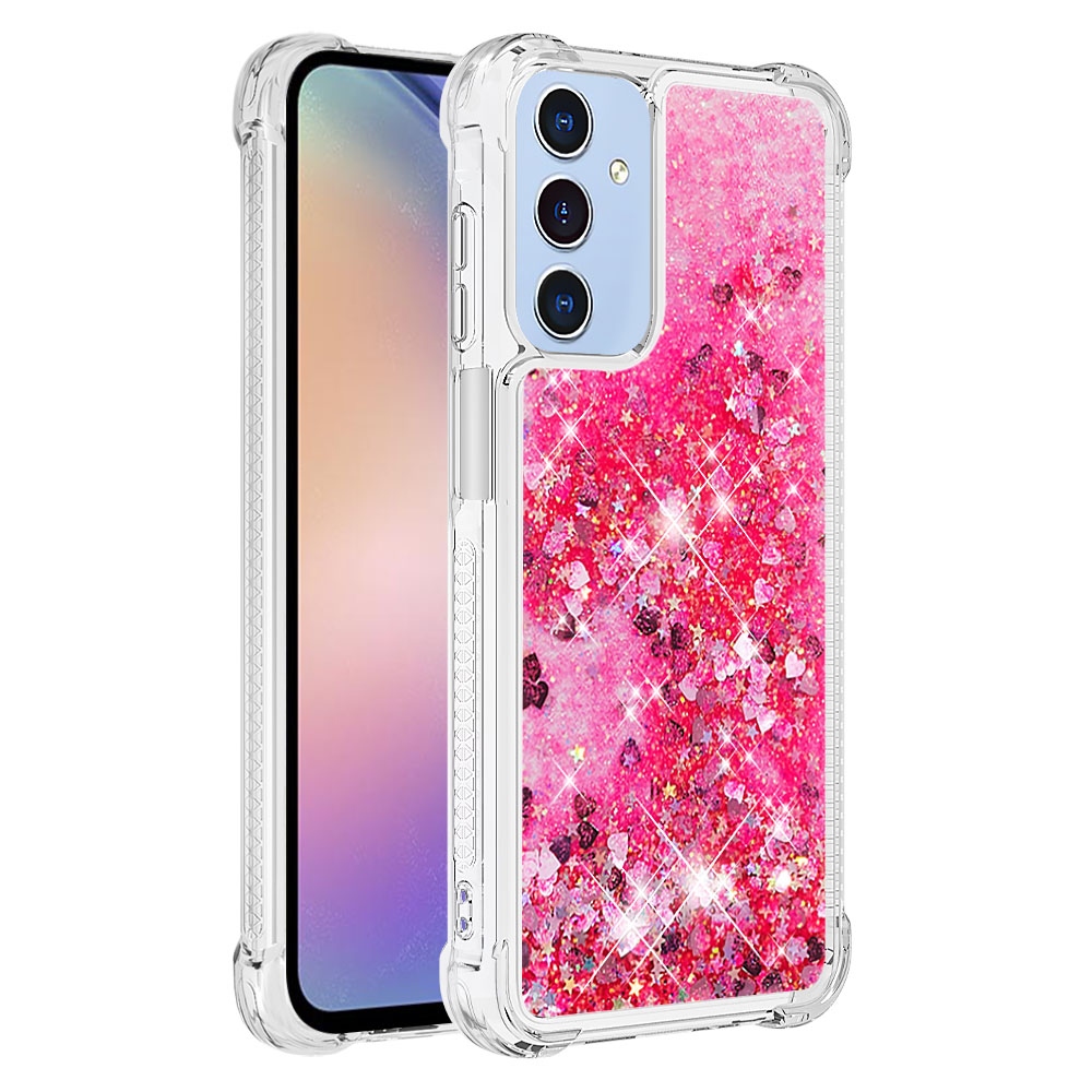 Glitter presýpacie gélový obal na Samsung Galaxy A17 5G - ružový/srdiečka