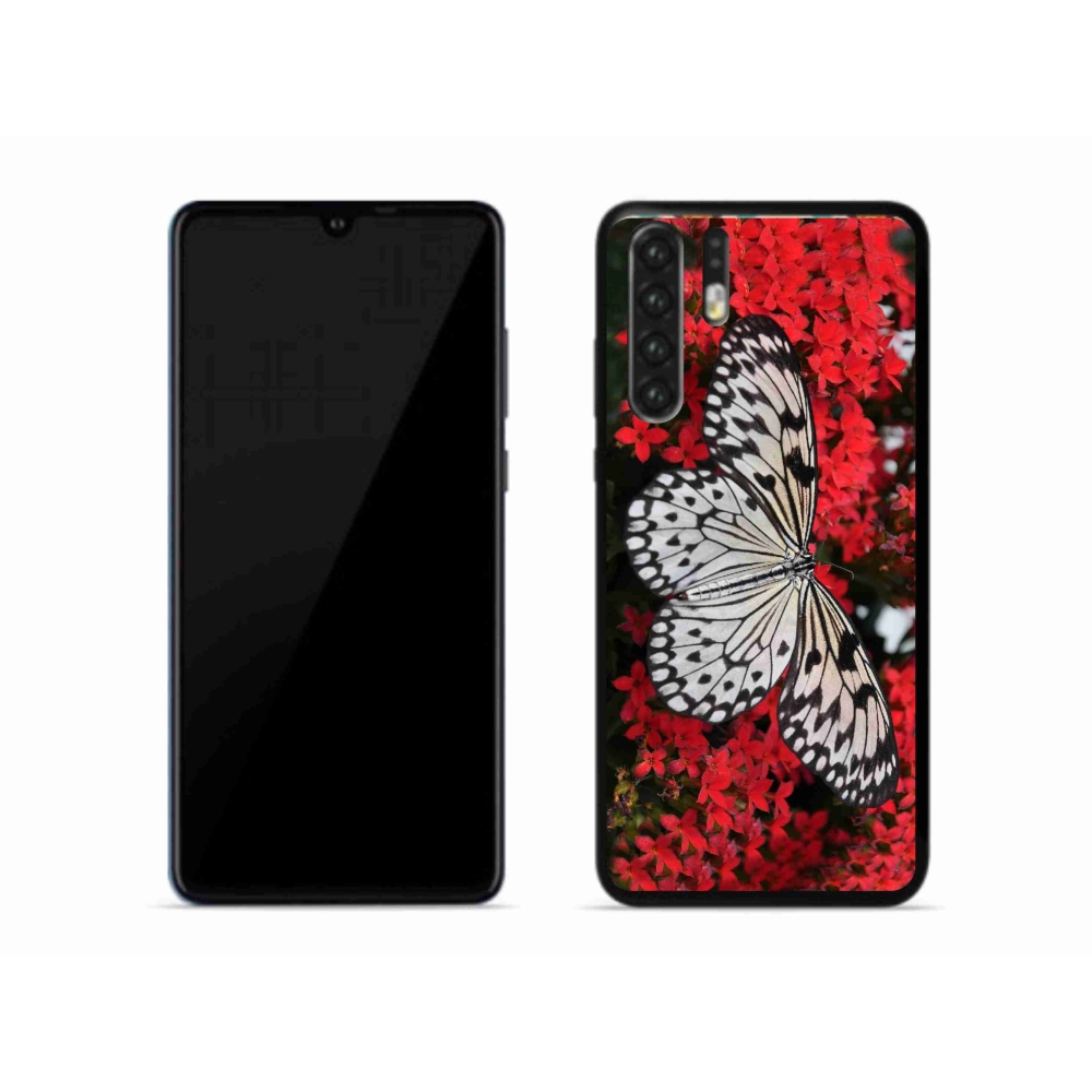 Gélový kryt mmCase na mobil Huawei P30 Pro - čiernobiely motýľ 1