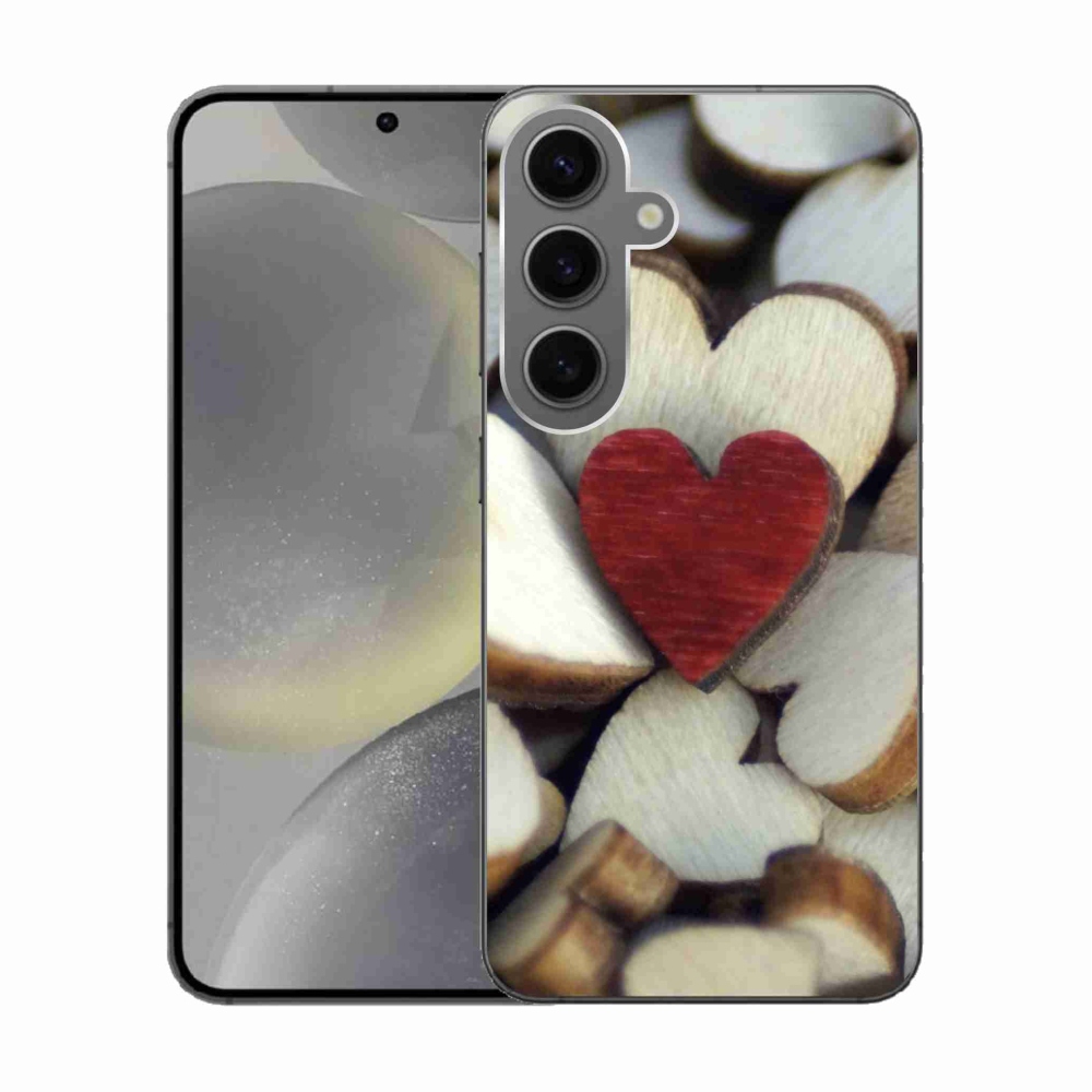 Gélový kryt mmCase na Samsung Galaxy S24 - gravírované červené srdce