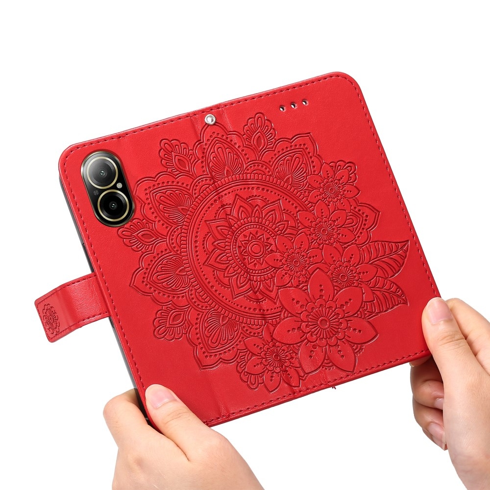 Mandala knižkové púzdro na Realme C67 - červené
