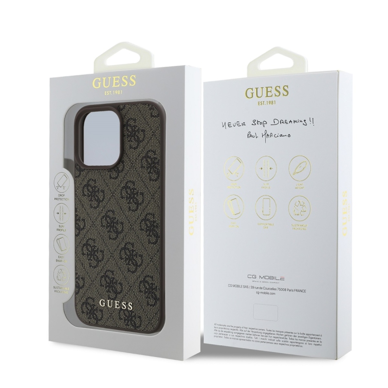 Guess 4G Charm Zadný Kryt pre iPhone 16 Pro Max Tone on Tone Brown