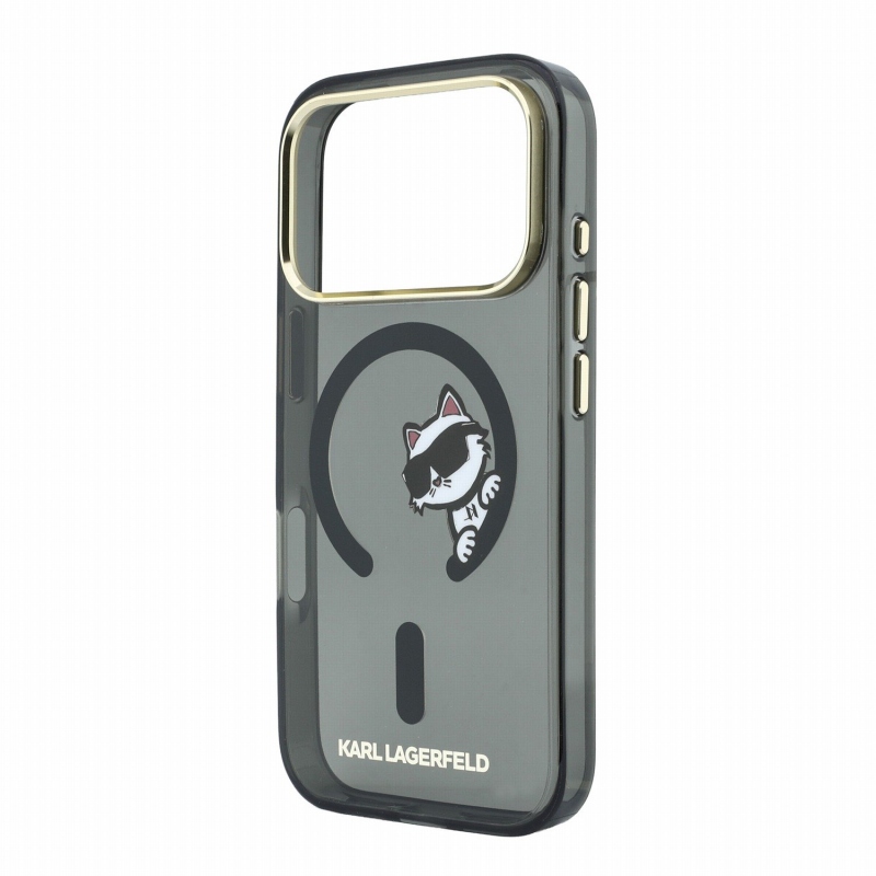 Karl Lagerfeld IML Choupette Peekaboo Magsafe zadný kryt pre iPhone 18 Pro, čierny