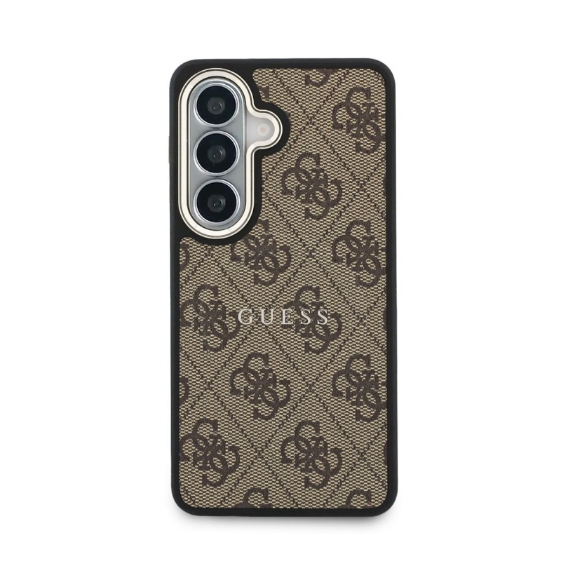 Guess PU Leather 4G Gold Frame Magnetický zadný kryt pre Samsung Galaxy S26 Brown