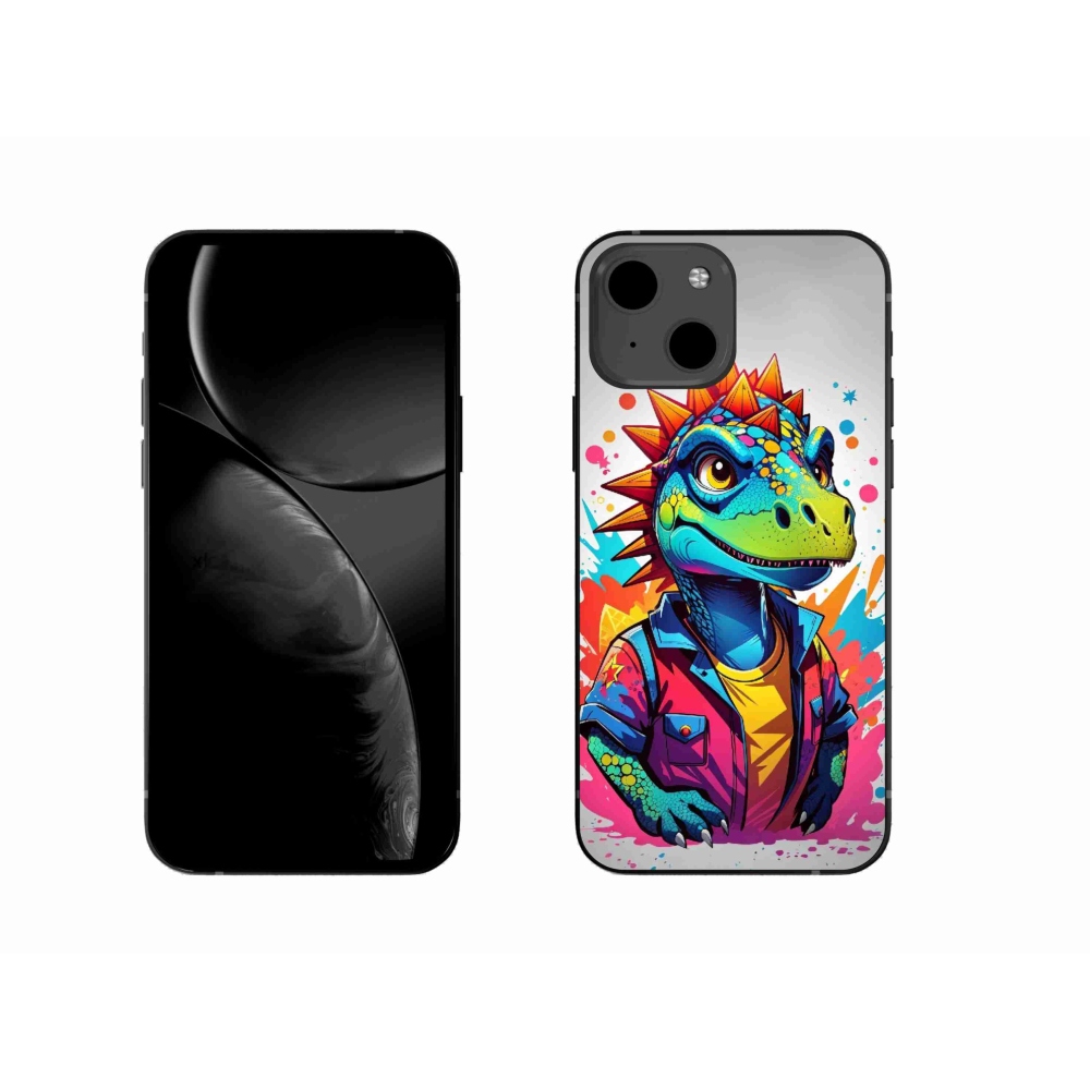 Gélový kryt mmCase na iPhone 13 - farebný dinosaurus