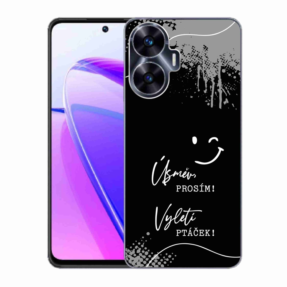 Gélový kryt mmCase na Realme C55 - vtipný text 4 čierne pozadie