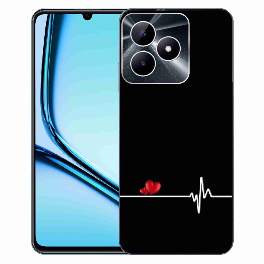 Gélový kryt mmCase na Realme Note 50 - srdce a tep čierne pozadie