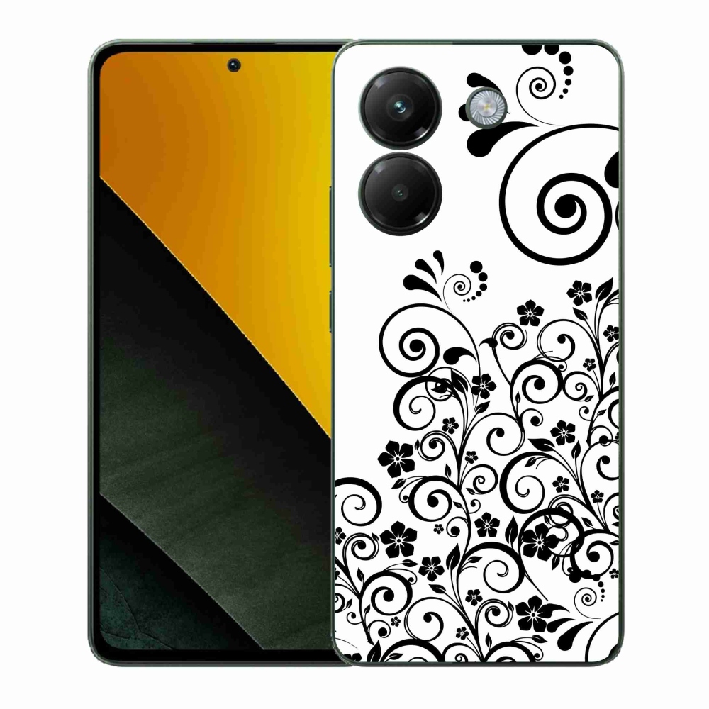 Gélový kryt mmCase na Xiaomi Poco M7 Pro 5G - čiernobiele kvetinové vzory