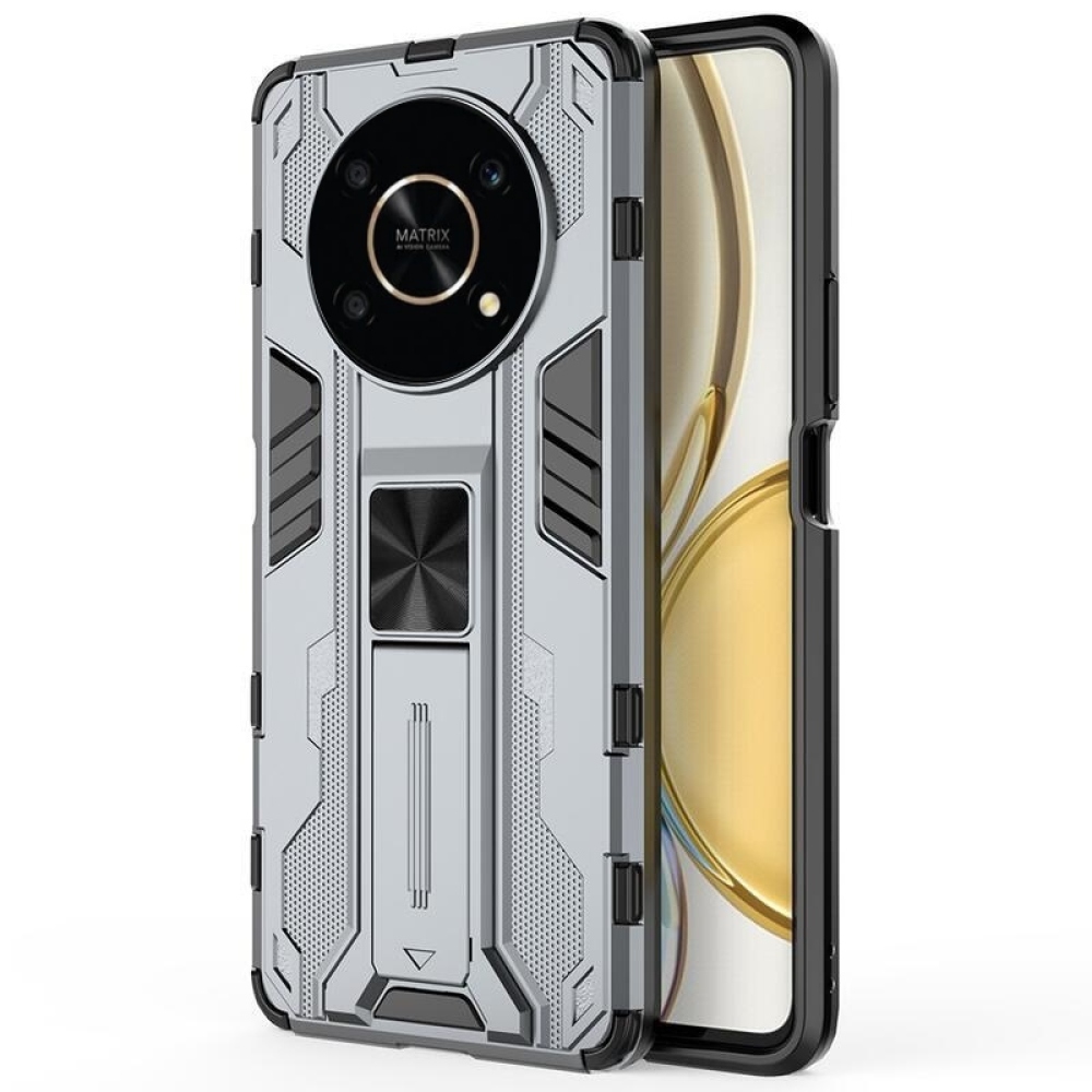 Shock odolný hybridný kryt s výklopným stojanom na mobil Honor Magic 4 Lite 5G - šedý