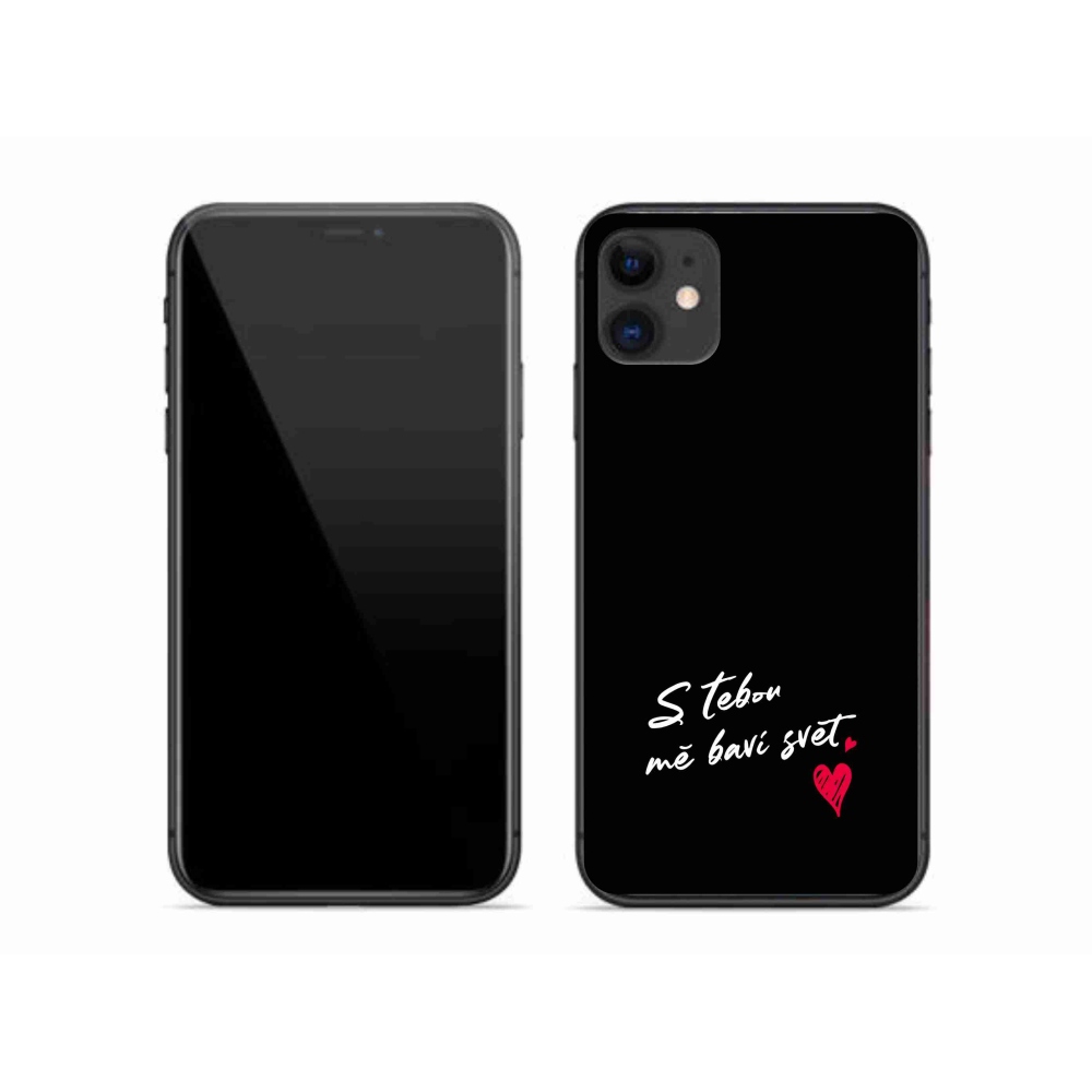 Gélový kryt mmCase na iPhone 11 - zamilovaný text 1 čierne pozadie