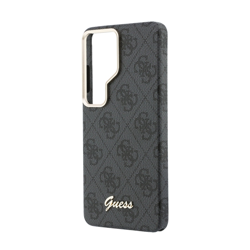 Guess PU 4G Script Metal Logo Magnetic Back Cover pre Samsung Galaxy S26 Ultra Black