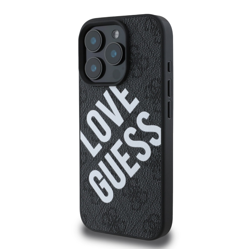 Guess PU Leather 4G Big Love Logo MagSafe Zadný Kryt pre iPhone 16 Pro Max Black