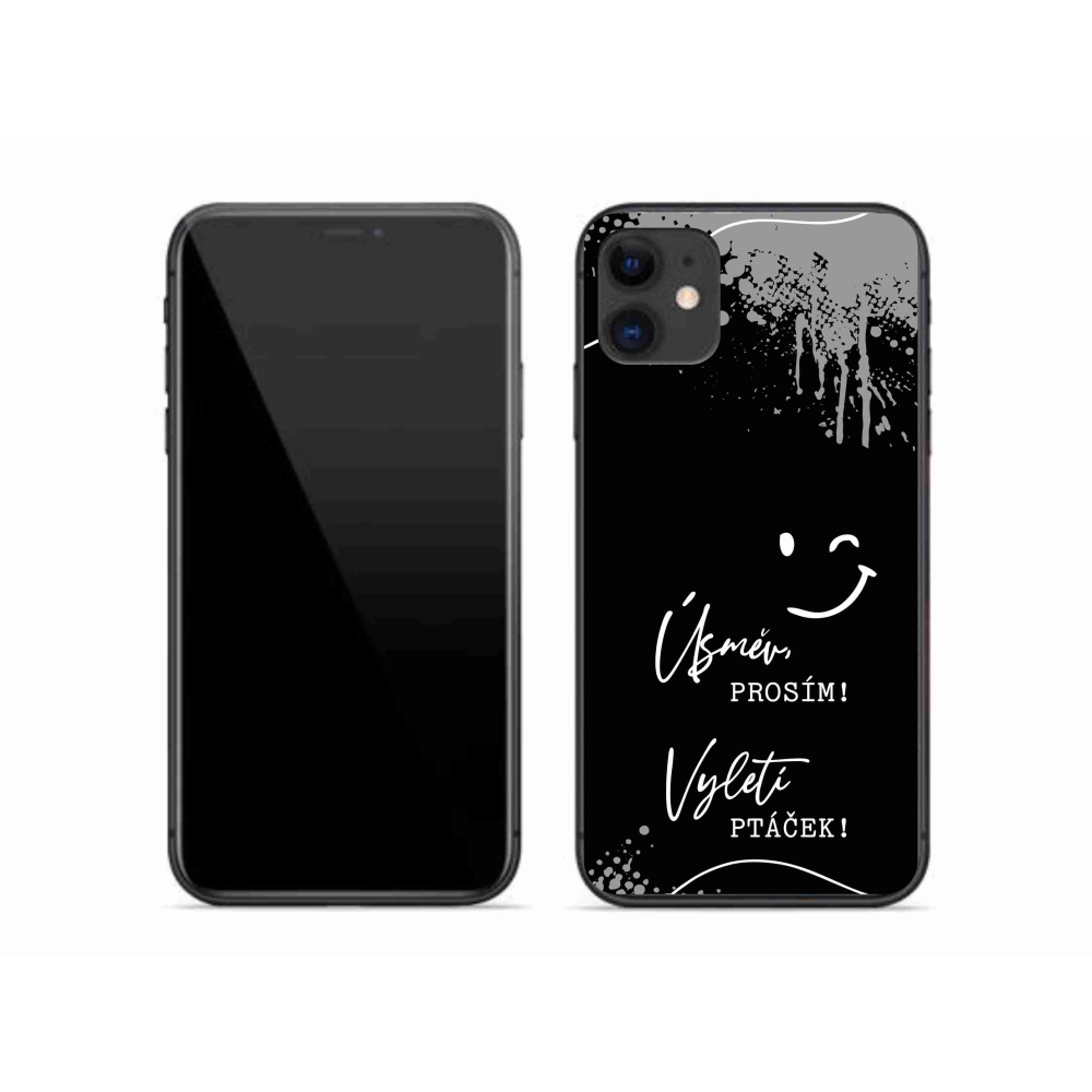 Gélový kryt mmCase na iPhone 11 - vtipný text 4 čierne pozadie