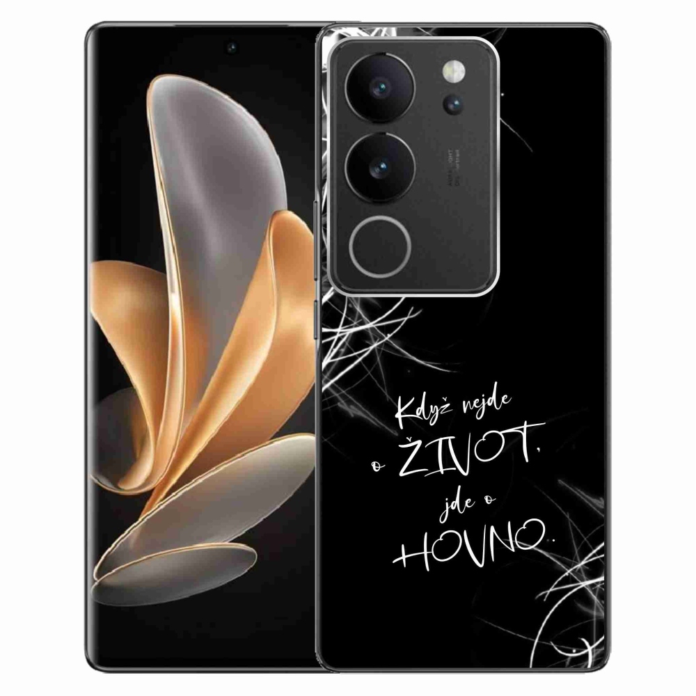 Gélový kryt mmCase na Vivo V29 5G - vtipný text 16 čierne pozadie