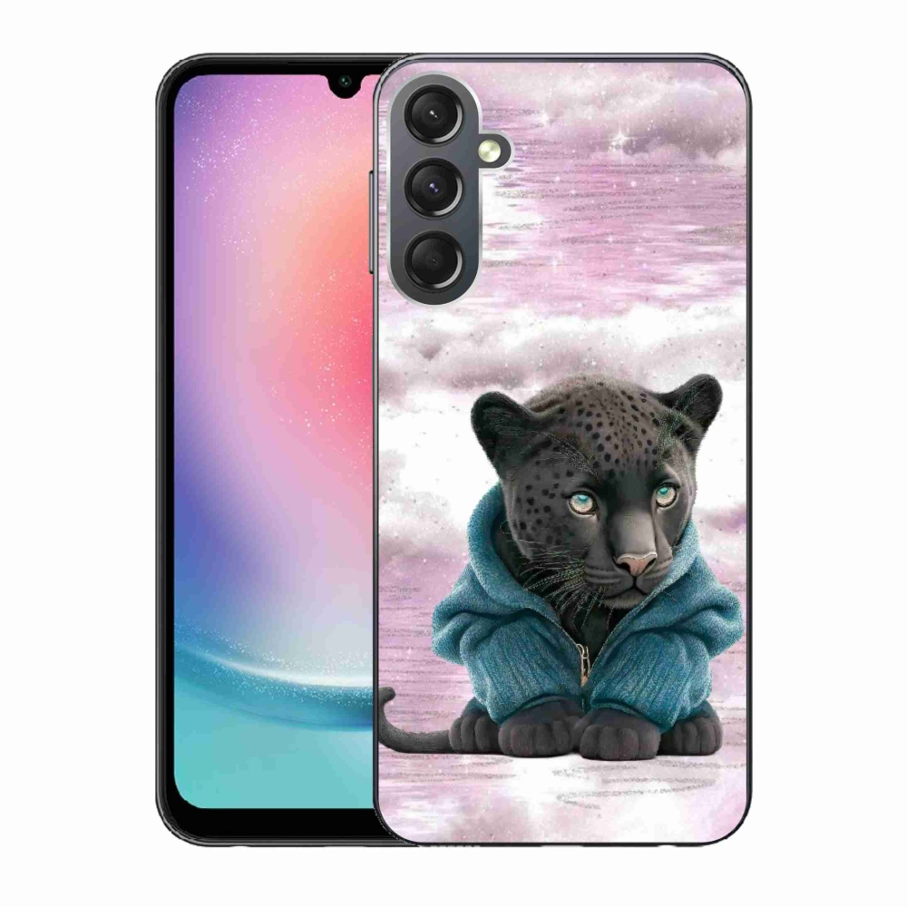 Gélový kryt mmCase na Samsung Galaxy A24 - čierny panter vo svetri