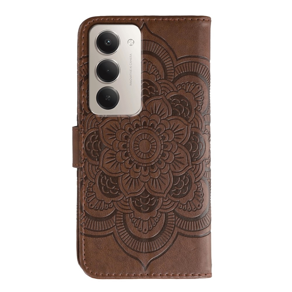 Mandala knižkové púzdro na Xiaomi Redmi 15 5G - hnedé