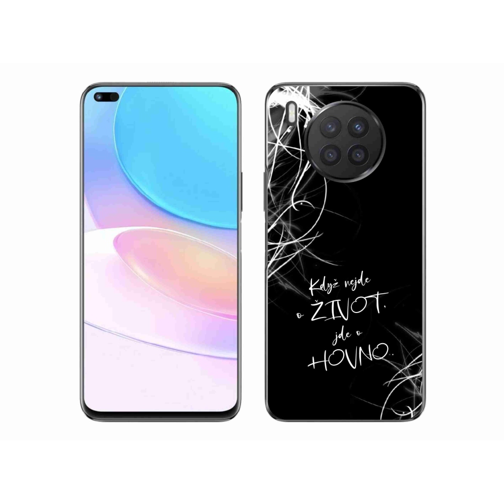 Gélový kryt mmCase na Huawei Nova 8i - vtipný text 16 čierne pozadie