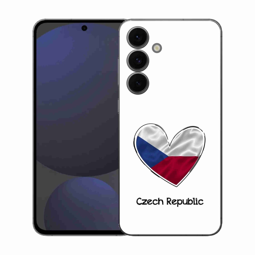 Gélový kryt mmCase na Samsung Galaxy S25 FE - vlajka srdca biele pozadie