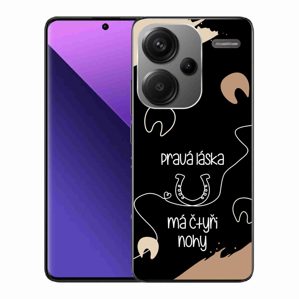 Gélový kryt mmCase na Xiaomi Redmi Note 13 Pro+ 5G - konský motív čierne pozadie