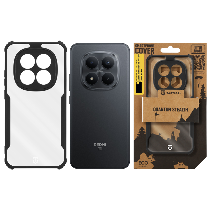 Taktický kryt Quantum Stealth pre Xiaomi Redmi Note 15 Pro+ 5G/Poco M8 Pro Clear/Black