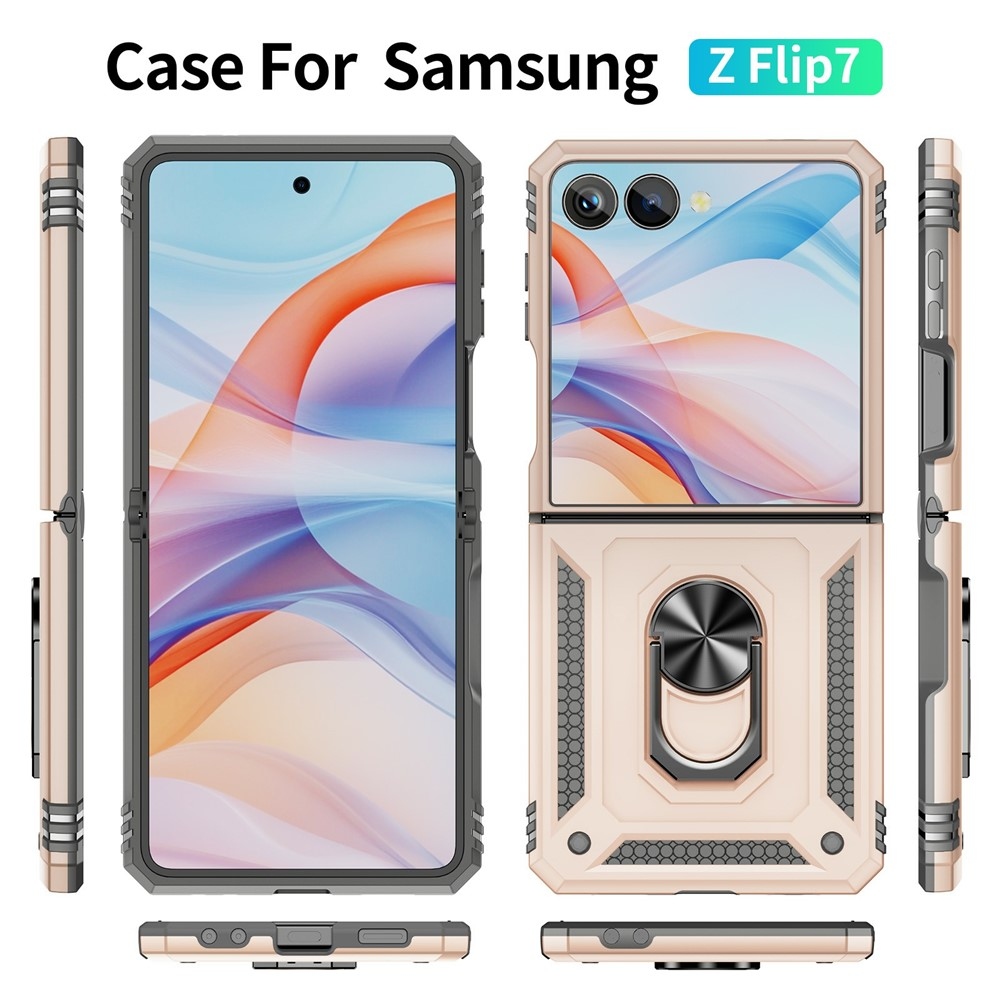 Ring odolný kryt na Samsung Galaxy Z Flip7 5G - béžový