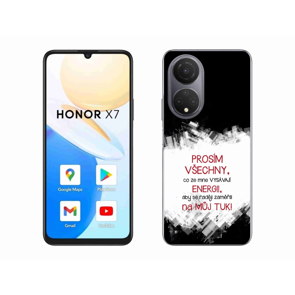 Gélový kryt mmCase na Honor X7 - vtipný text 1 červený