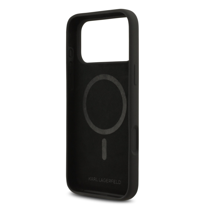 Karl Lagerfeld Liquid Silicone Double Heads MagSafe zadný kryt pre iPhone 17 Pro Max Black