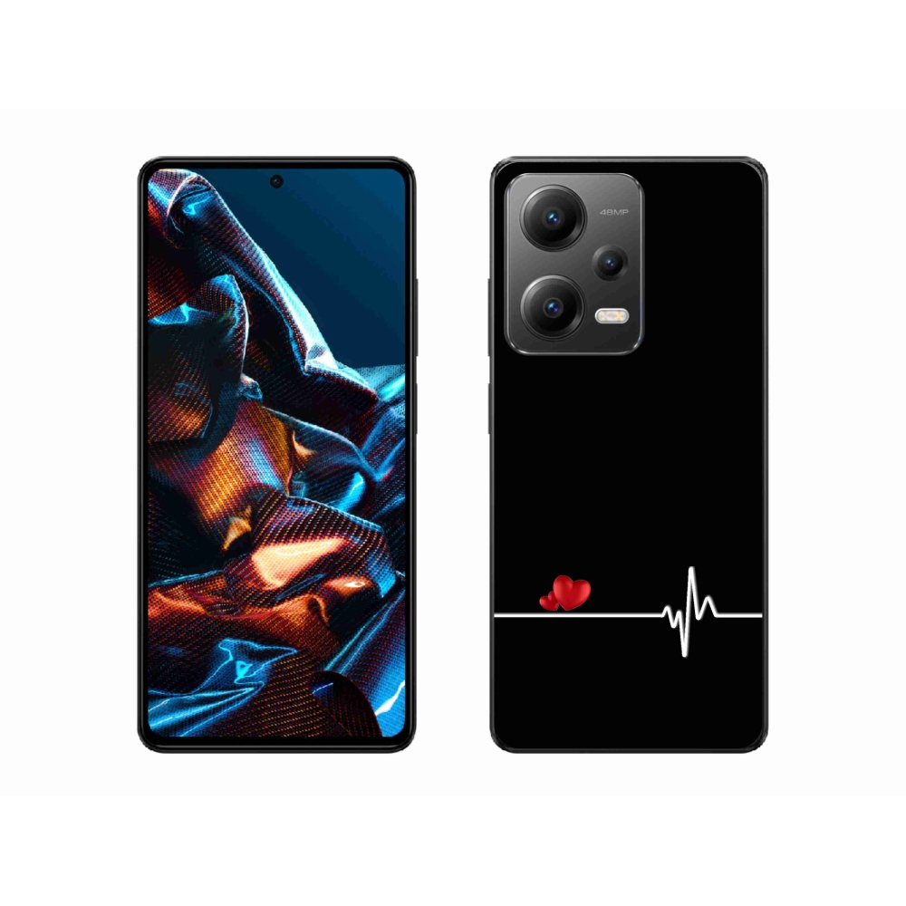 Gélový kryt mmCase na Xiaomi Redmi Note 12 Pro 5G - srdce a tep čierne pozadie