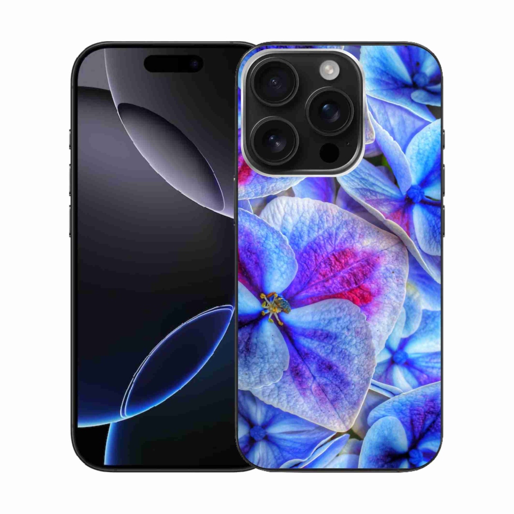 Gélový kryt mmCase na iPhone 16 Pro - modré kvety 1