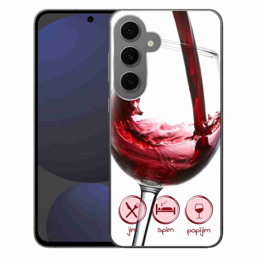 Gélový obal mmCase na Samsung Galaxy S24 FE - pohár vína červené