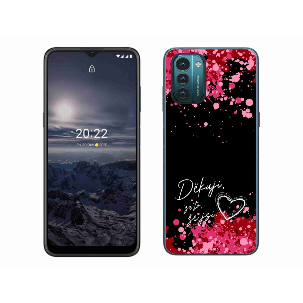 Gélový kryt mmCase na Nokia G11/G21 - zamilovaný text 2 čierne pozadie