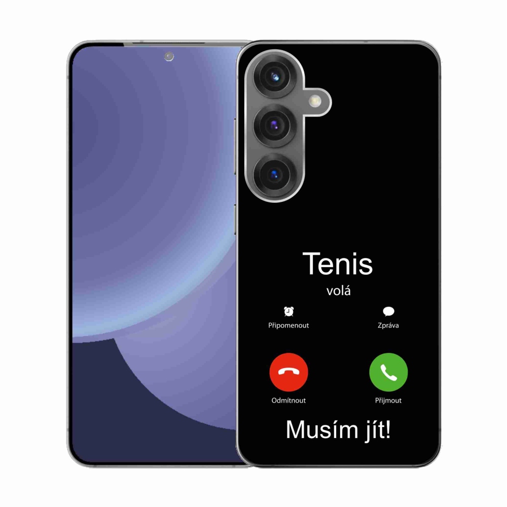 Gélový kryt mmCase na Samsung Galaxy S25 - tenis volá čierne pozadie