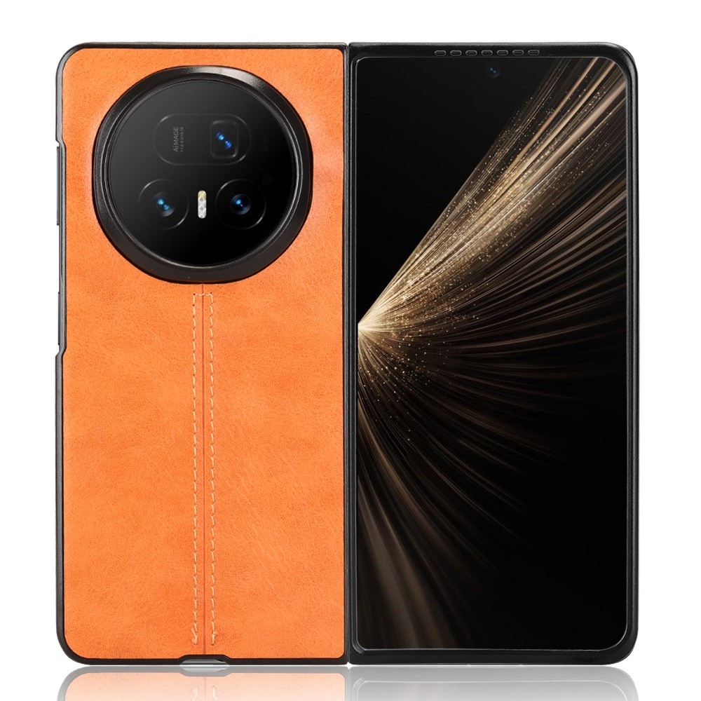 Stitchi plastový obal potiahnutý umelou kožou na mobil Honor Magic V5 - oranžový