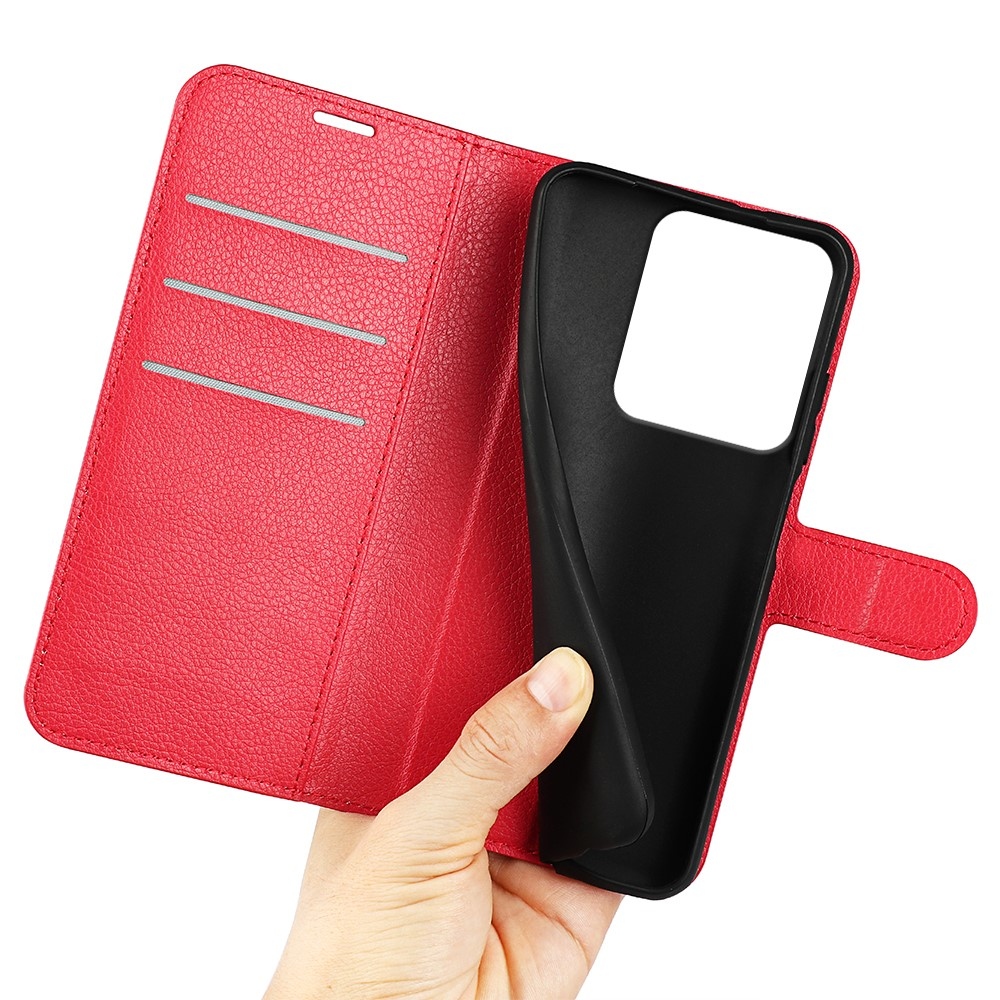 Litchi knižkové puzdro na Xiaomi Redmi Note 14S - červené