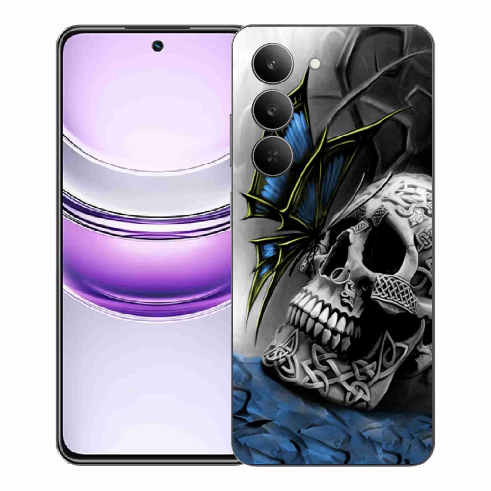 Gélový kryt mmCase na Realme 14x 5G - motýľ a lebka