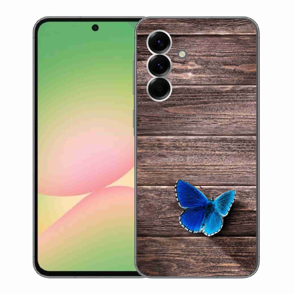 Gélový kryt mmCase na Samsung Galaxy A56 5G - modrý motýľ 1
