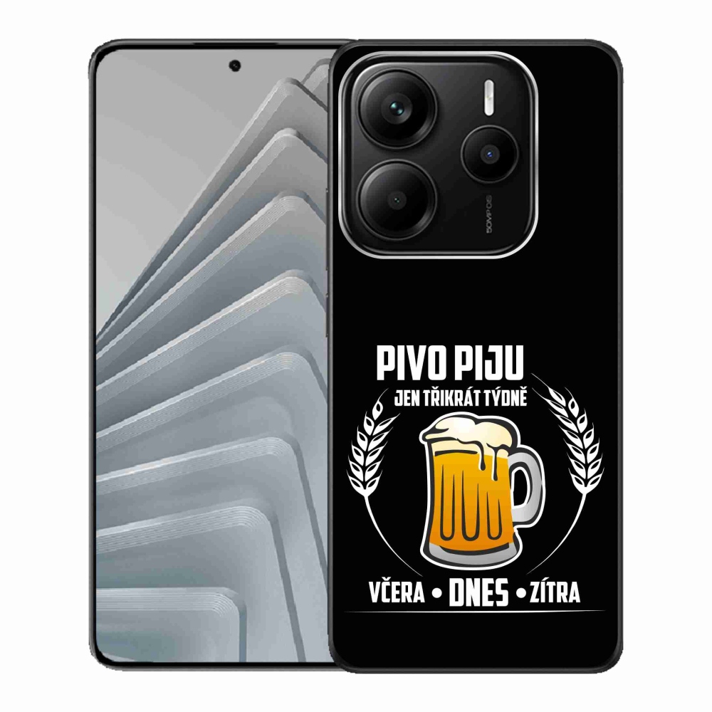 Gélový kryt mmCase na Xiaomi Redmi Note 14 5G - pivný motív čierne pozadie