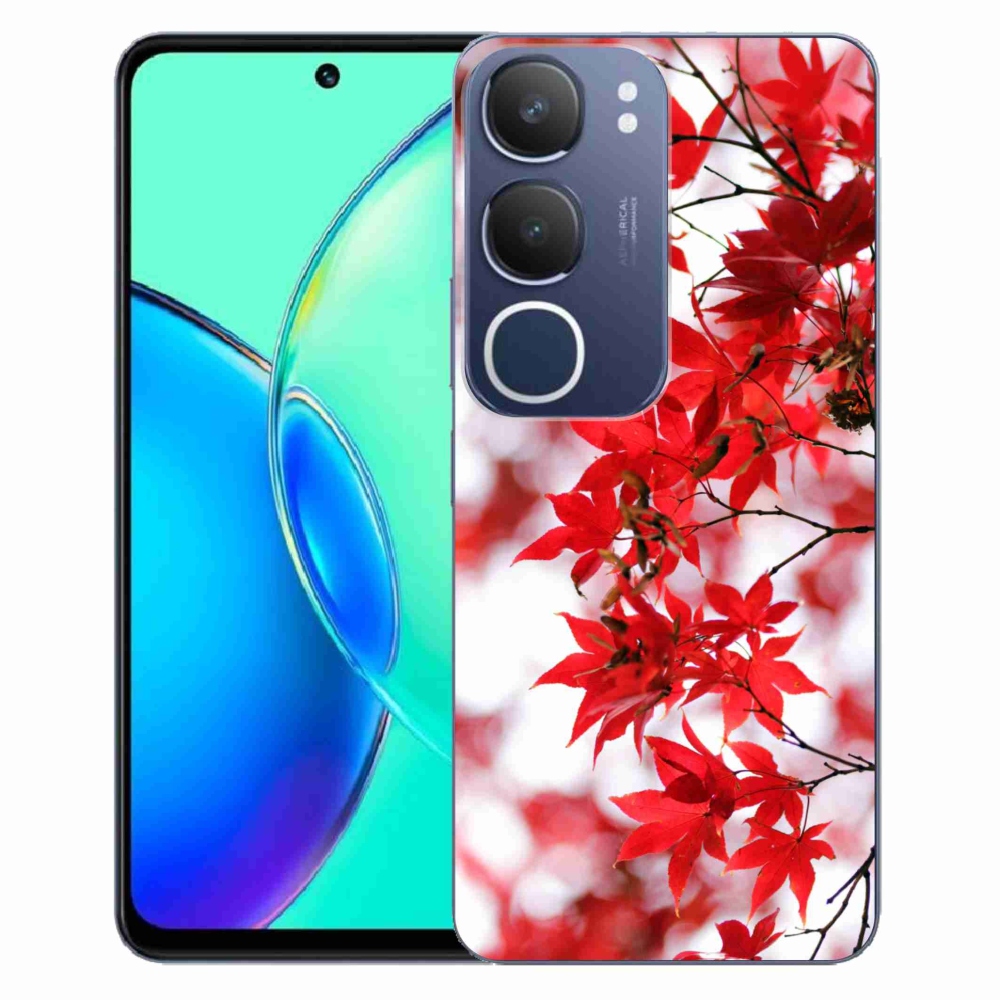 Gélový kryt mmCase na Vivo Y19s - červené listy