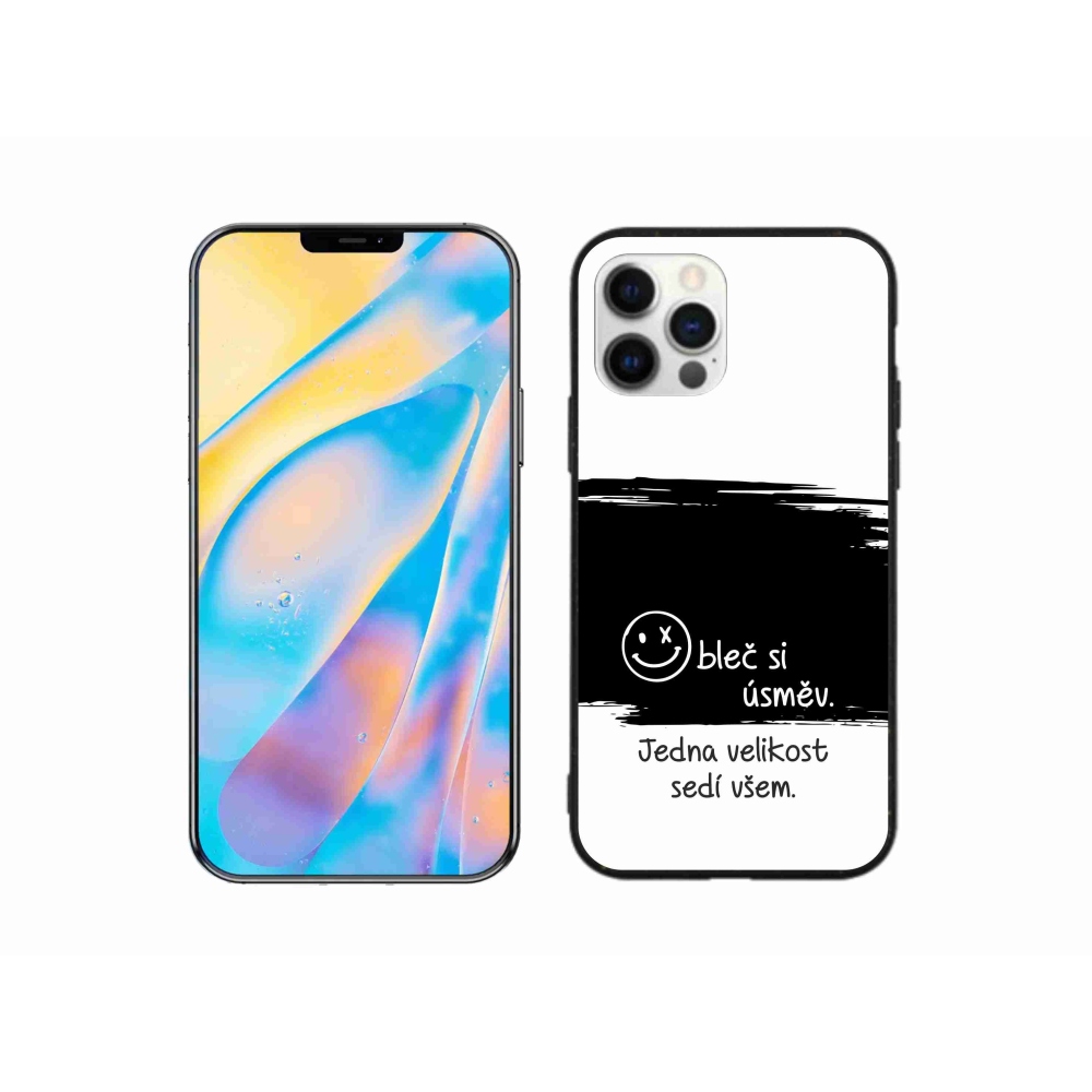 Gélový kryt mmCase na iPhone 12 Pro - vtipný text 8 čiernobiele pozadie