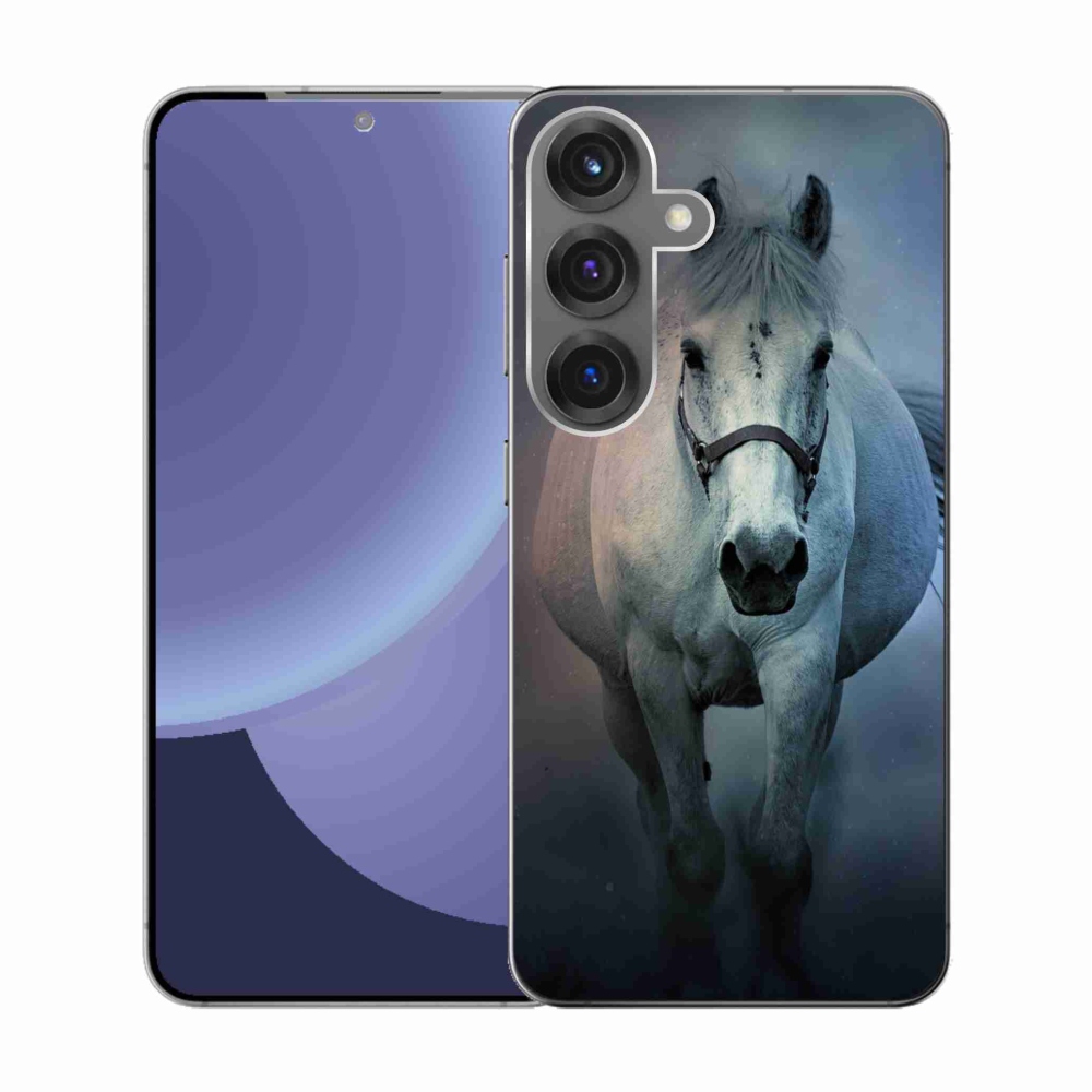 Gélový kryt mmCase na Samsung Galaxy S25 - bežiaci biely kôň
