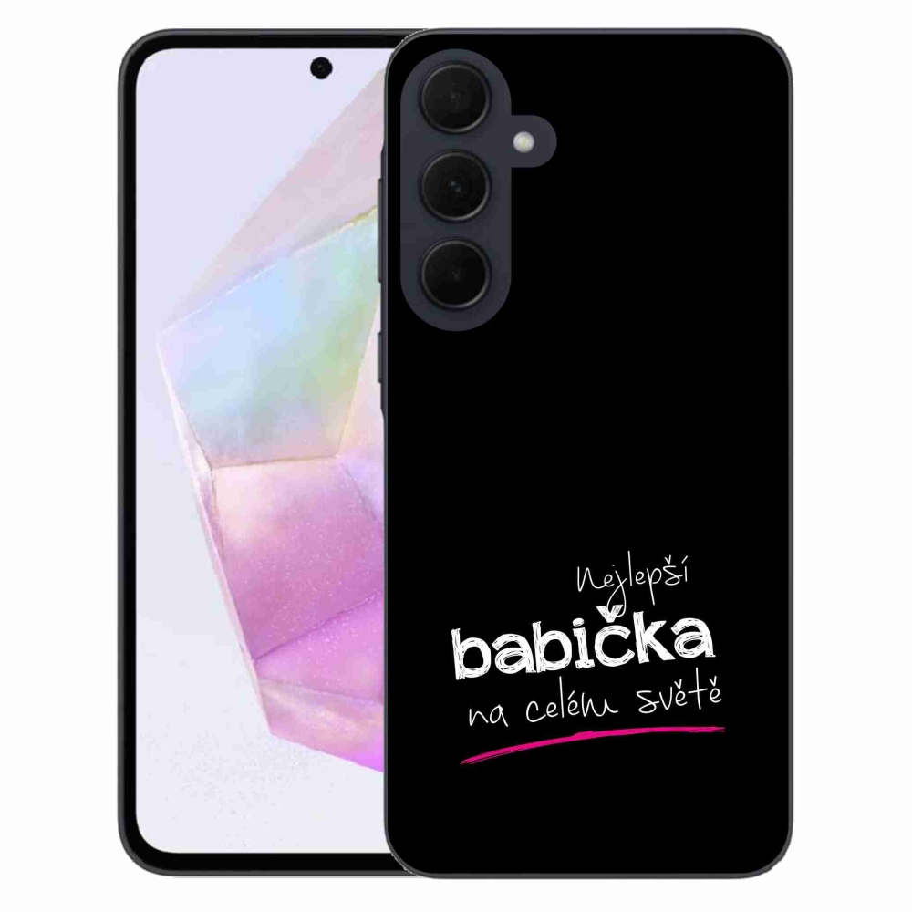 Gélový kryt mmCase na Samsung Galaxy A35 5G - najlepšia babička 4 čierne pozadie