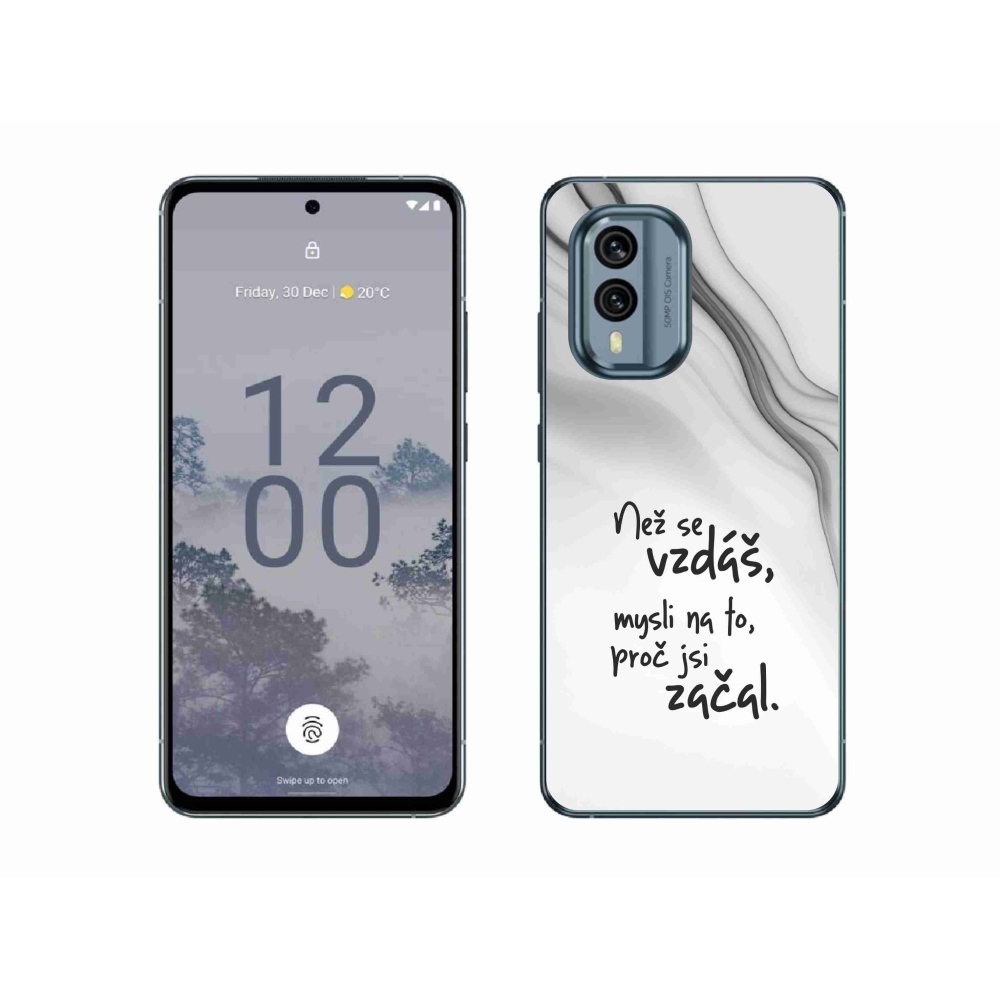 Gélový kryt mmCase na Nokia X30 5G - citát 2 biele pozadie