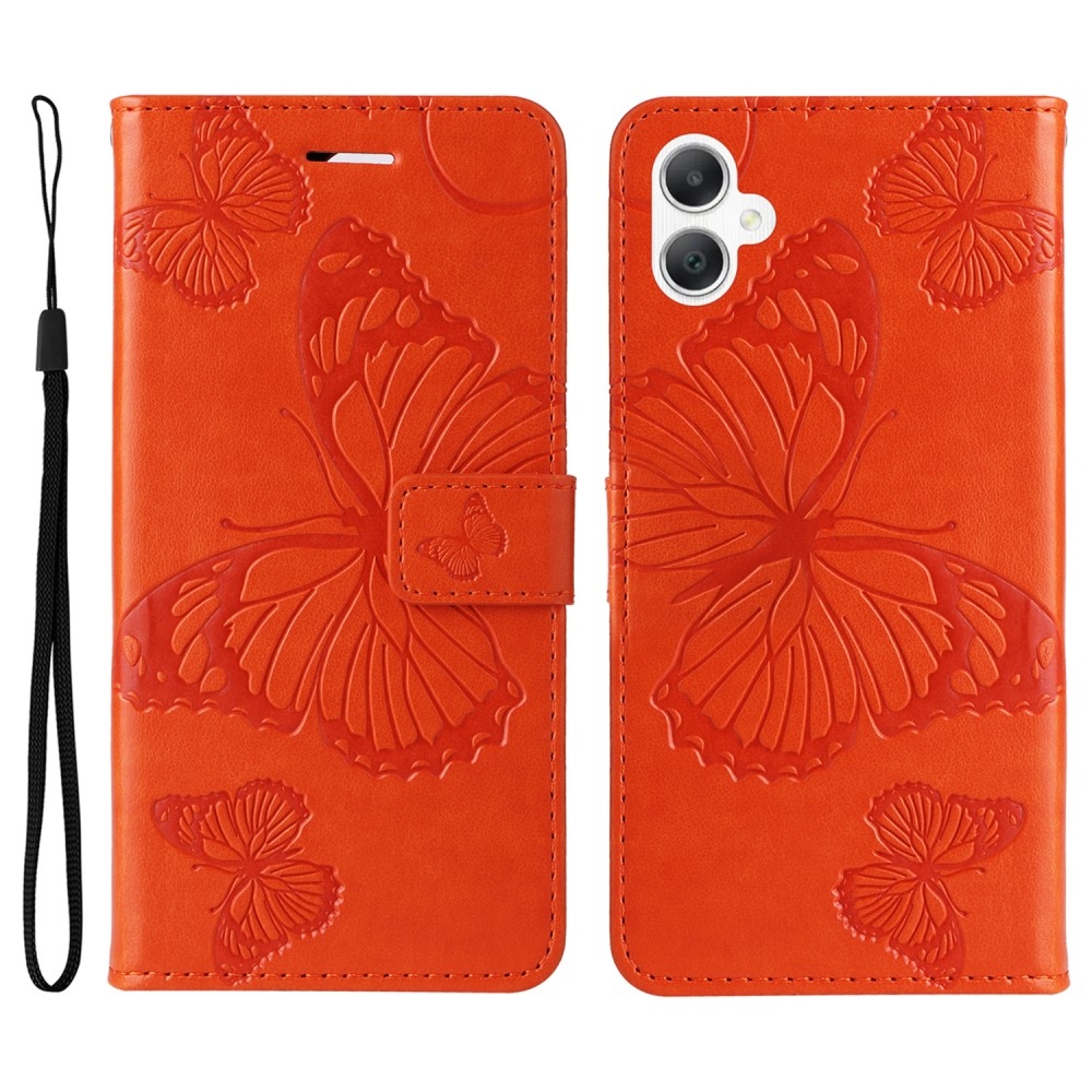 Big Butterfly knižkové púzdro na Samsung Galaxy A06 4G - oranžové