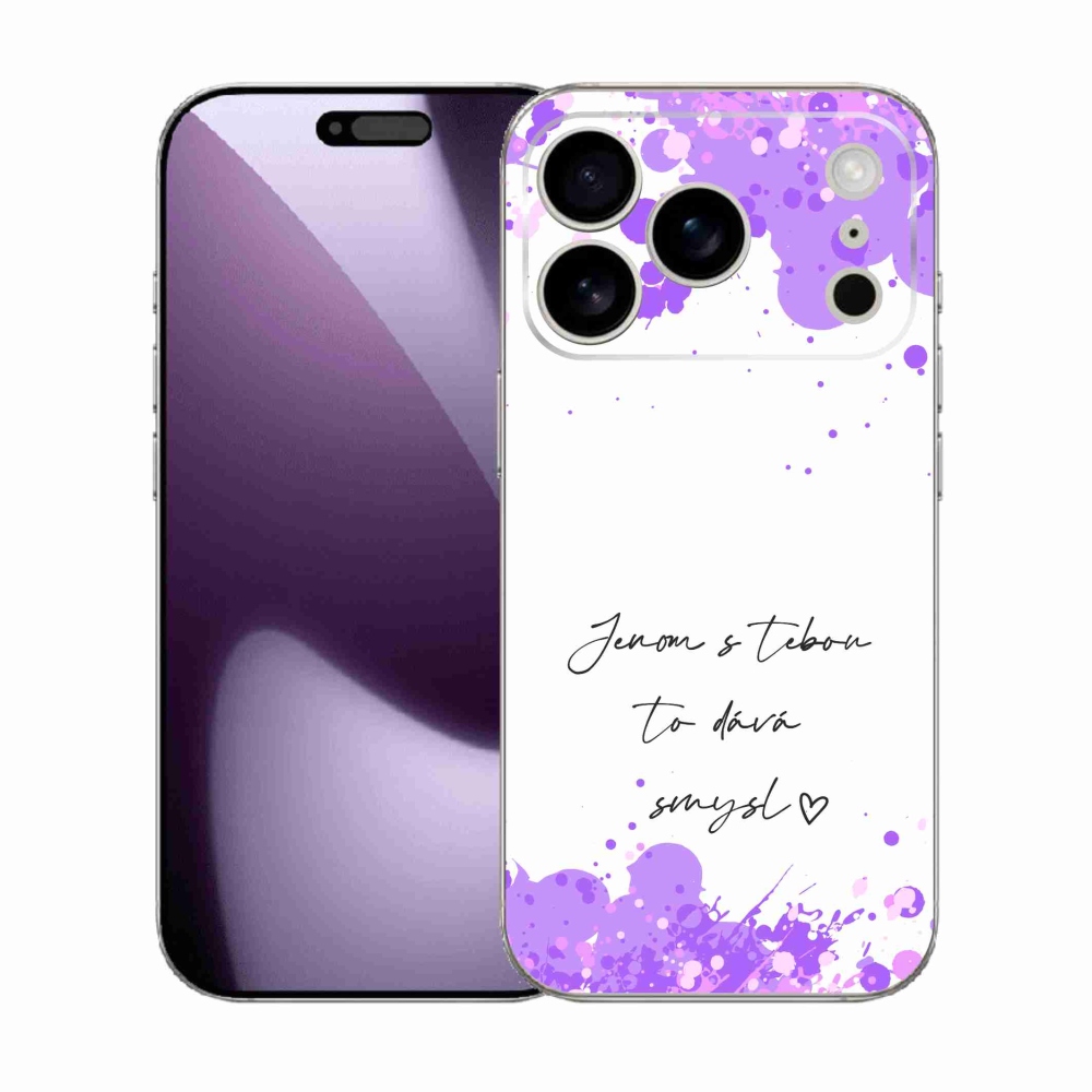 Gélový kryt mmCase na iPhone 17 Pro - zamilovaný text biele pozadie