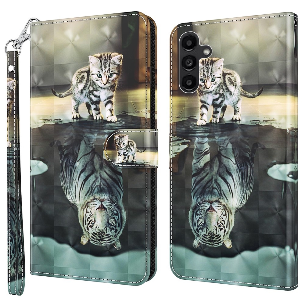 Print knižkové púzdro na Samsung Galaxy A35 5G - mačka a odraz tigra