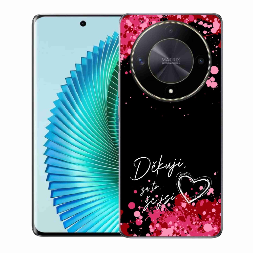 Gélový kryt mmCase na Honor Magic 6 Lite 5G - zamilovaný text 2 čierne pozadie
