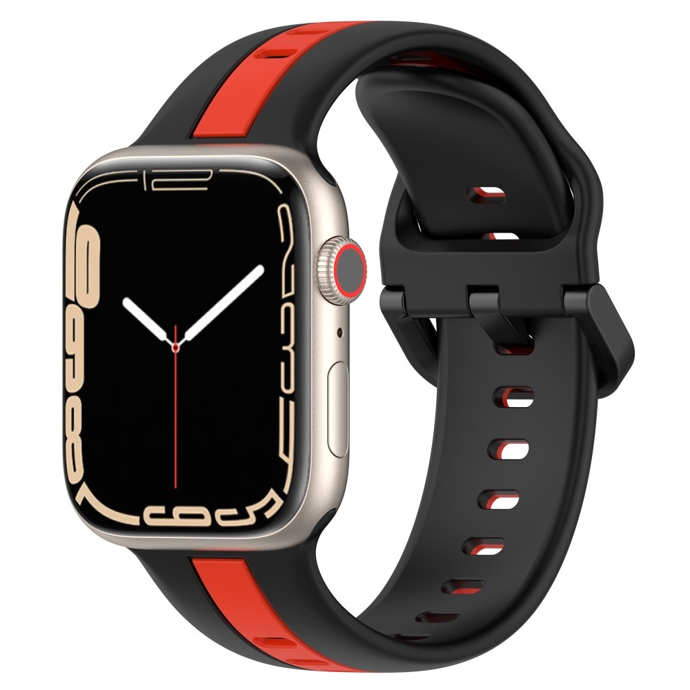 Strap silikónový remienok na Apple Watch Ultra/Ultra 2 49mm/SE/SE 2022/2023 44mm/9/8/7 45mm/6/5/4 44mm/3/2/1 42 mm - čierny/červený